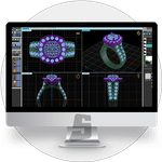  Gemvision Matrix ماتریکس نرم افزاری قدرتمند در زمینه طراحی جواهرات با ویژگی ها و امکانات متعدد برای جواهرسازان است تا به کمک این نرم افزار و ابزارهای موجود در آن اقدام به طراحی و ساخت جواهرات زیبا و سفارشی مشتریان خود و شبیه سازی طرح نهایی به صورت کاملا سه بعدی نمایند. این نرم افزار قدرتمند کاربر را قادر می‌سازد تا جواهر مورد نظر خود را همانند محیط و واقعی طراحی و ساخته و نتیجه کار را نمایش دهد، جواهر ساز در صورت تمایل نسبت به نتیجه کار خود می‌تواند طراحی خود را در محیط واقعی نیز پیاده کند. این نرم افزار محصولی از Gemvision Software است.